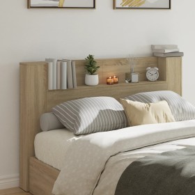 vidaXL LED-Kopfteil mit Ablage Sonoma-Eiche 160x16,5x103,5 cm