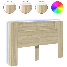 vidaXL LED-Kopfteil mit Ablage Sonoma-Eiche 160x16,5x103,5 cm