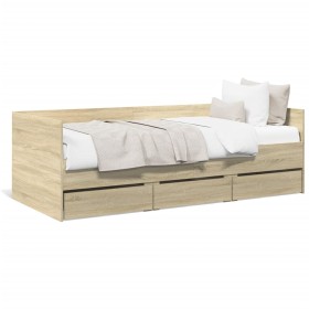 vidaXL Tagesbett mit Schubladen Sonoma-Eiche 90x190 cm Holzwerkstoff