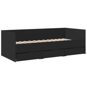 vidaXL Tagesbett mit Schubladen Schwarz 100x200 cm Holzwerkstoff