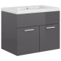 Waschbeckenunterschrank mit Einbaubecken Hochglanz-Grau Waschbeckenunterschrank mit Einbaubecken Hochglanz-Grau