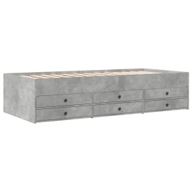 vidaXL Tagesbett mit Schubladen Betongrau 90x190 cm Holzwerkstoff