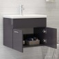 Waschbeckenunterschrank mit Einbaubecken Hochglanz-Grau Waschbeckenunterschrank mit Einbaubecken Hochglanz-Grau