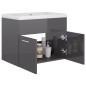 Waschbeckenunterschrank mit Einbaubecken Hochglanz-Grau Waschbeckenunterschrank mit Einbaubecken Hochglanz-Grau
