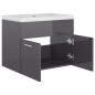 Waschbeckenunterschrank mit Einbaubecken Hochglanz-Grau Waschbeckenunterschrank mit Einbaubecken Hochglanz-Grau