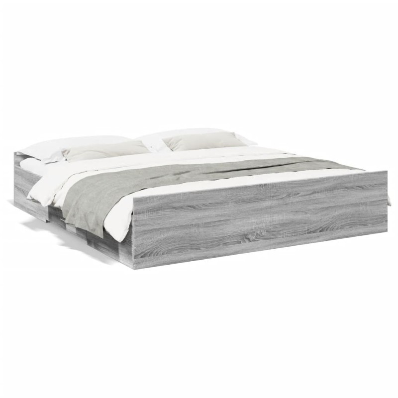 vidaXL Bettgestell mit Schubladen Grau Sonoma 200x200cm Holzwerkstoff vidaXL Bettgestell mit Schubladen Grau Sonoma 200x200cm Holzwerkstoff