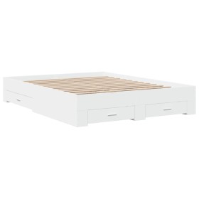 vidaXL Bettgestell mit Schubladen Weiß 150x200 cm Holzwerkstoff