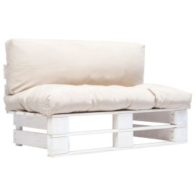 vidaXL Outdoor-Sofa Paletten mit Kissen in Sandfarben Kiefernholz