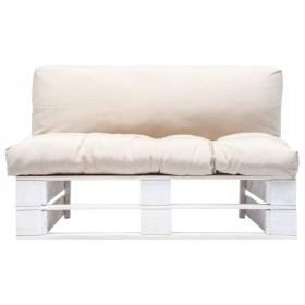 vidaXL Outdoor-Sofa Paletten mit Kissen in Sandfarben Kiefernholz