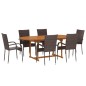 7-tlg. Garten-Essgruppe Poly Rattan Braun 7-tlg. Garten-Essgruppe Poly Rattan Braun