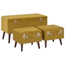 Hocker mit Stauraum 3 Stk. Senfgelb Samt