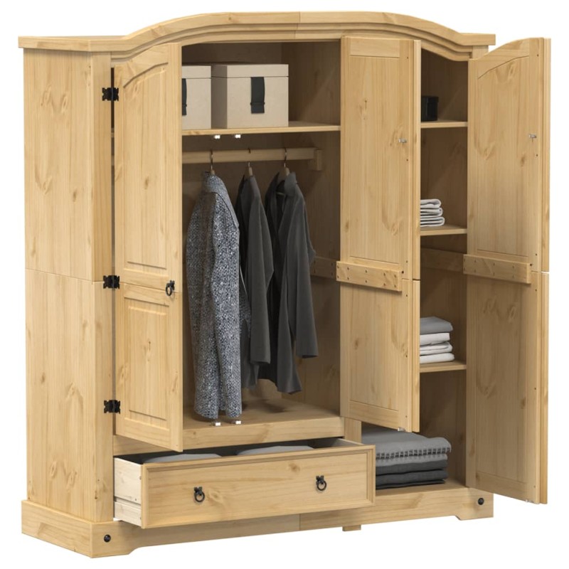 vidaXL Kleiderschrank Corona 151,5x52x170 cm Massivholz Kiefer vidaXL Kleiderschrank Corona 151,5x52x170 cm Massivholz Kiefer