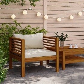 vidaXL Gartenstuhl mit Cremeweißen Kissen Massivholz Akazie
