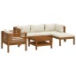 vidaXL 6-tlg. Garten-Lounge-Set mit Creme Kissen Massivholz Akazie vidaXL 6-tlg. Garten-Lounge-Set mit Creme Kissen Massivholz Akazie