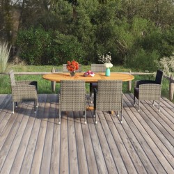 vidaXL 7-tlg. Garten-Essgruppe Poly Rattan Anthrazit