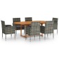vidaXL 7-tlg. Garten-Essgruppe Poly Rattan Anthrazit vidaXL 7-tlg. Garten-Essgruppe Poly Rattan Anthrazit