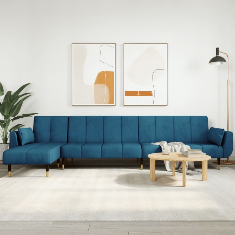 vidaXL Schlafsofa in L-Form Blau 275x140x70 cm Samt vidaXL Schlafsofa in L-Form Blau 275x140x70 cm Samt