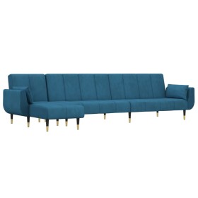 vidaXL Schlafsofa in L-Form Blau 275x140x70 cm Samt
