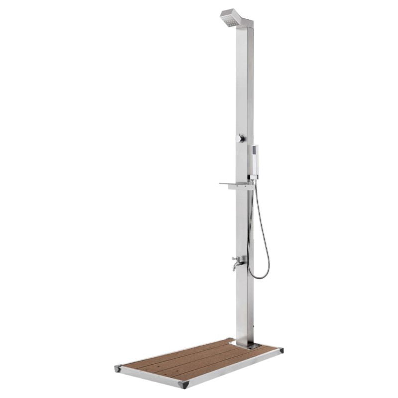 Gartendusche mit Brauner Bodenplatte 225 cm Edelstahl Gartendusche mit Brauner Bodenplatte 225 cm Edelstahl