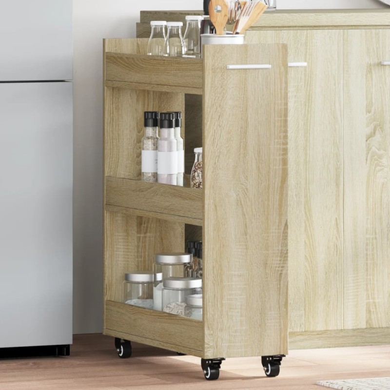 vidaXL Schrank mit Rollen Sonoma-Eiche 60x22x79 cm Holzwerkstoff vidaXL Schrank mit Rollen Sonoma-Eiche 60x22x79 cm Holzwerkstoff