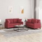vidaXL 2-tlg. Sofagarnitur mit Kissen Weinrot Kunstleder vidaXL 2-tlg. Sofagarnitur mit Kissen Weinrot Kunstleder