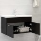 Waschbeckenunterschrank mit Einbaubecken Schwarz Holzwerkstoff Waschbeckenunterschrank mit Einbaubecken Schwarz Holzwerkstoff