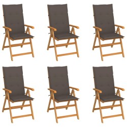 vidaXL Gartenstühle 6 Stk. mit Taupe Kissen Massivholz Teak