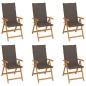 vidaXL Gartenstühle 6 Stk. mit Taupe Kissen Massivholz Teak vidaXL Gartenstühle 6 Stk. mit Taupe Kissen Massivholz Teak
