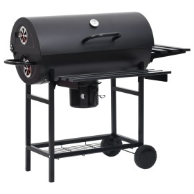 vidaXL Grillwagen mit Rädern und Ablagen Schwarz Stahl 115x85x95 cm