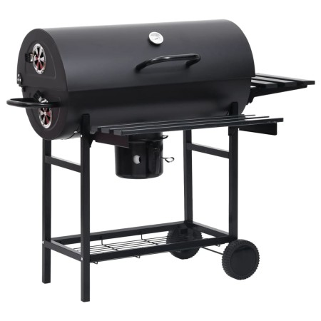 vidaXL Grillwagen mit Rädern und Ablagen Schwarz Stahl 115x85x95 cm