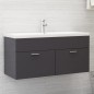 Waschbeckenunterschrank mit Einbaubecken Hochglanz-Grau Waschbeckenunterschrank mit Einbaubecken Hochglanz-Grau