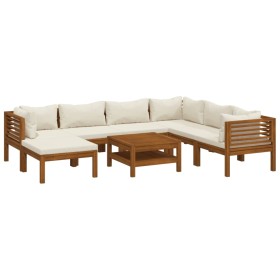 vidaXL 8-tlg. Garten-Lounge-Set mit Creme Kissen Massivholz Akazie