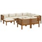 vidaXL 10-tlg. Garten-Lounge-Set mit Creme Kissen Massivholz Akazie vidaXL 10-tlg. Garten-Lounge-Set mit Creme Kissen Massivholz Akazie