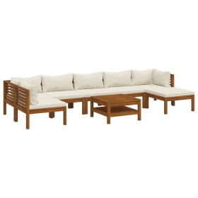 vidaXL 8-tlg. Garten-Lounge-Set mit Creme Kissen Massivholz Akazie