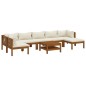 vidaXL 8-tlg. Garten-Lounge-Set mit Creme Kissen Massivholz Akazie vidaXL 8-tlg. Garten-Lounge-Set mit Creme Kissen Massivholz Akazie