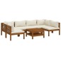 vidaXL 7-tlg. Garten-Lounge-Set mit Creme Kissen Massivholz Akazie vidaXL 7-tlg. Garten-Lounge-Set mit Creme Kissen Massivholz Akazie
