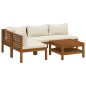 vidaXL 5-tlg. Garten-Lounge-Set mit Creme Kissen Massivholz Akazie vidaXL 5-tlg. Garten-Lounge-Set mit Creme Kissen Massivholz Akazie