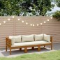 vidaXL 3-Sitzer-Gartensofa mit Creme Kissen Massivholz Akazie vidaXL 3-Sitzer-Gartensofa mit Creme Kissen Massivholz Akazie