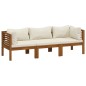 vidaXL 3-Sitzer-Gartensofa mit Creme Kissen Massivholz Akazie vidaXL 3-Sitzer-Gartensofa mit Creme Kissen Massivholz Akazie