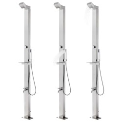 vidaXL Gartendusche mit Brauner Bodenplatte 225 cm Edelstahl 