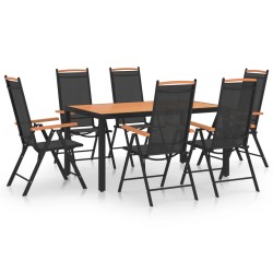 7-tlg. Garten-Essgruppe Aluminium Schwarz