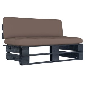 vidaXL Garten-Mittelsofa aus Paletten Schwarz Kiefernholz Imprägniert