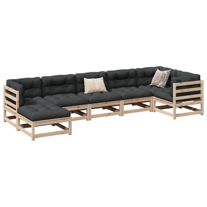vidaXL 7-tlg. Garten-Sofagarnitur mit Kissen Massivholz Kiefer vidaXL 7-tlg. Garten-Sofagarnitur mit Kissen Massivholz Kiefer