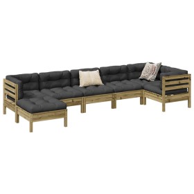 vidaXL 7-tlg. Garten-Sofagarnitur mit Kissen Kiefernholz Imprägniert
