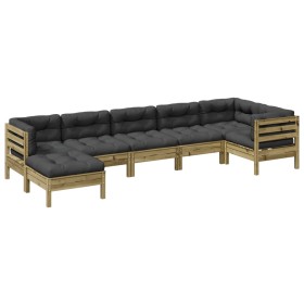 vidaXL 7-tlg. Garten-Sofagarnitur mit Kissen Kiefernholz Imprägniert