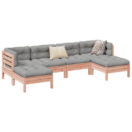 vidaXL 6-tlg. Garten-Sofagarnitur mit Kissen Massivholz Douglasie