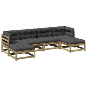 vidaXL 6-tlg. Garten-Sofagarnitur mit Kissen Kiefernholz Imprägniert