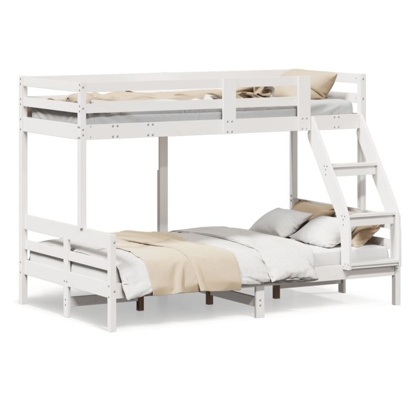 vidaXL Etagenbett 80x200/120x200 cm Weiß Massivholz Kiefer vidaXL Etagenbett 80x200/120x200 cm Weiß Massivholz Kiefer