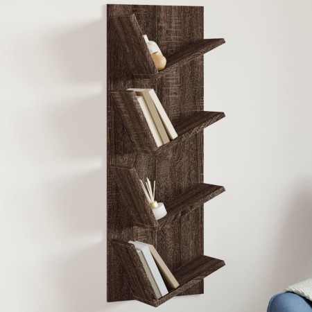 vidaXL Wand-Bücherregal mit 4 Fächern Braun Eichen-Optik 33x16x90 cm