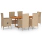 vidaXL 7-tlg. Garten-Essgruppe Poly Rattan Beige vidaXL 7-tlg. Garten-Essgruppe Poly Rattan Beige